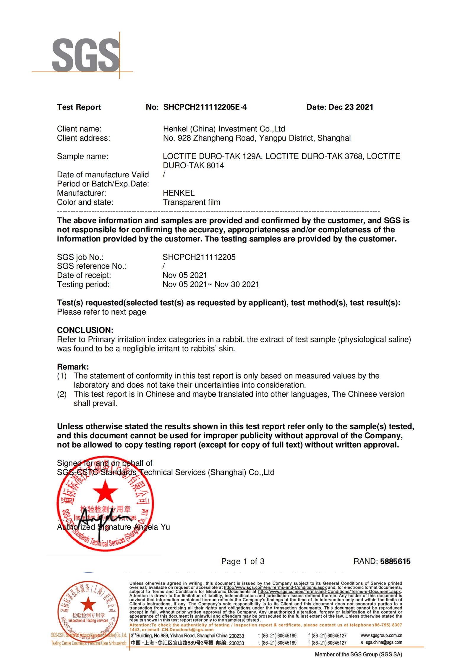 SGS Test Report