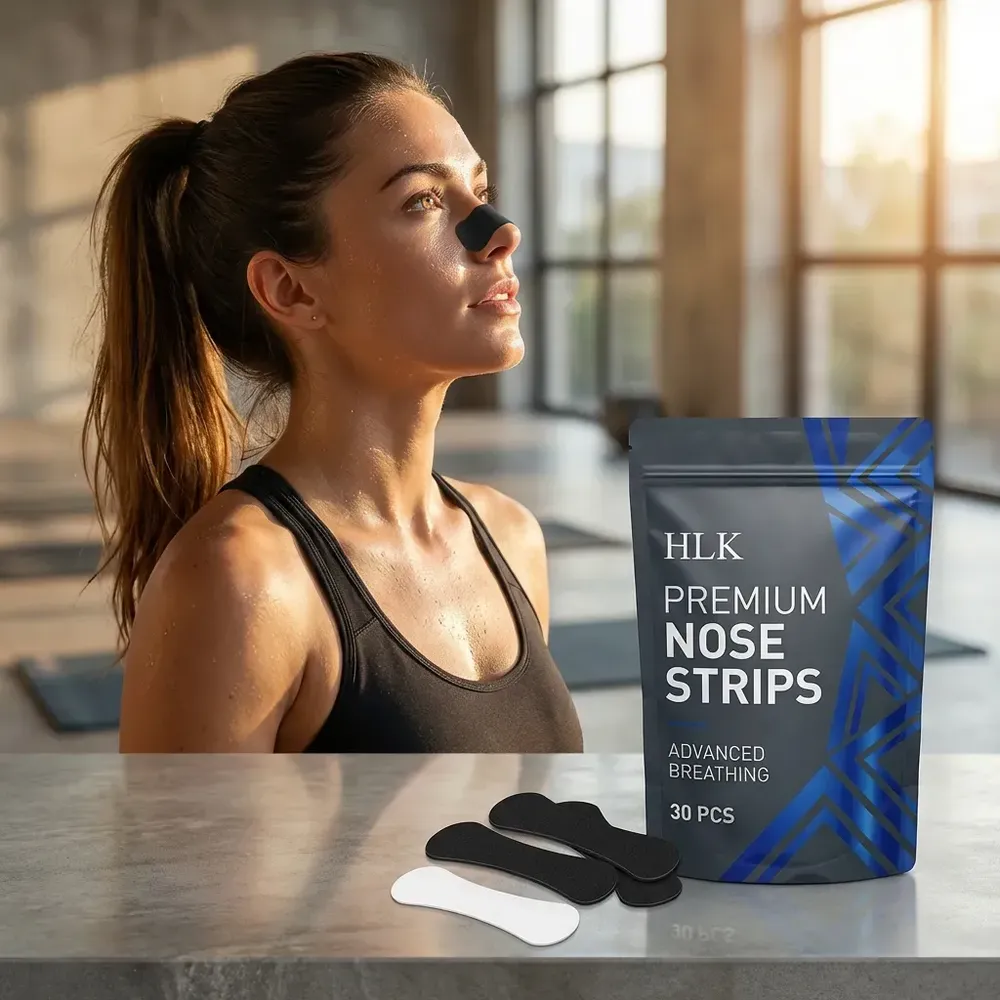 Fabricante de tiras nasales deportivas de fuerza extra personalizadas — Cinta nasal respiratoria impermeable 66×19 OEM al por mayor | HLK 2